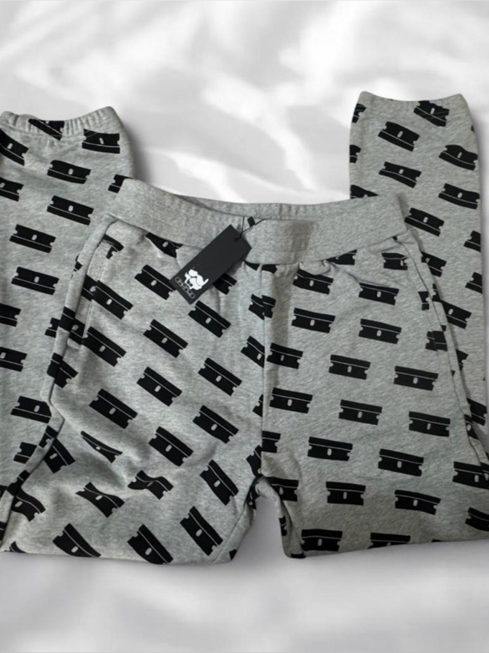Gray Graphic Print Joggers with Elastic Waist